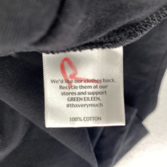 EILEEN FISHER Top L Cotton Interlock Jersey Round Neck Elbow Sleeve Basic Black - Picture 7 of 11